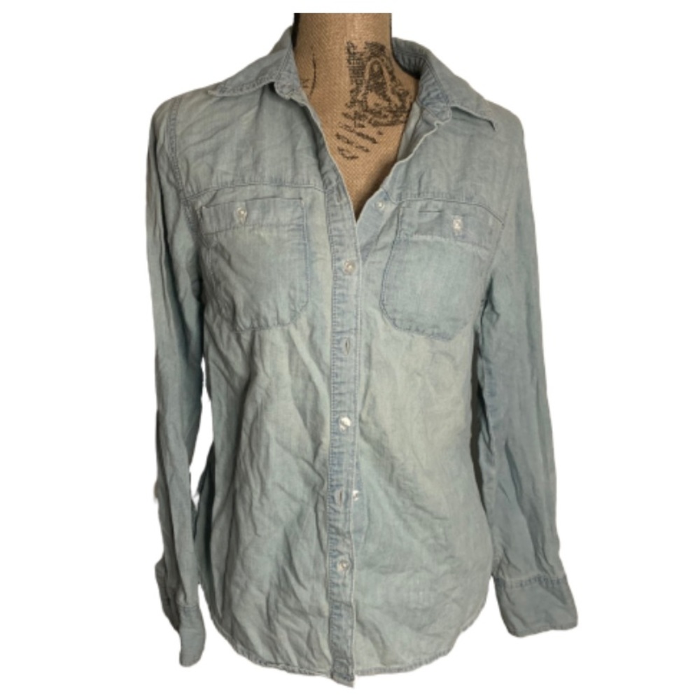 Merona light denim button down long sleeve shirt